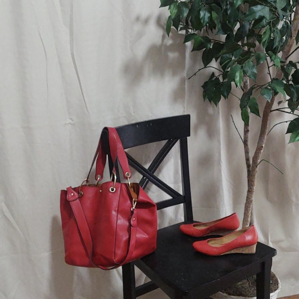 🎒408 WK Bee HK Bag, Red outer, orange Tan inner